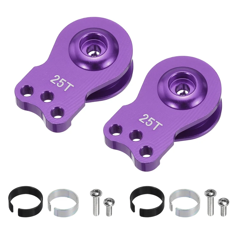 2pcs 25T 3Hole Adjustable Aluminum Arm Servo Horn Purple for Car