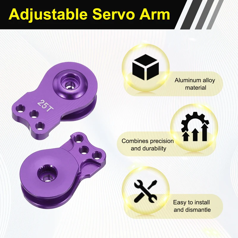 2pcs 25T 3Hole Adjustable Aluminum Arm Servo Horn Purple for Car