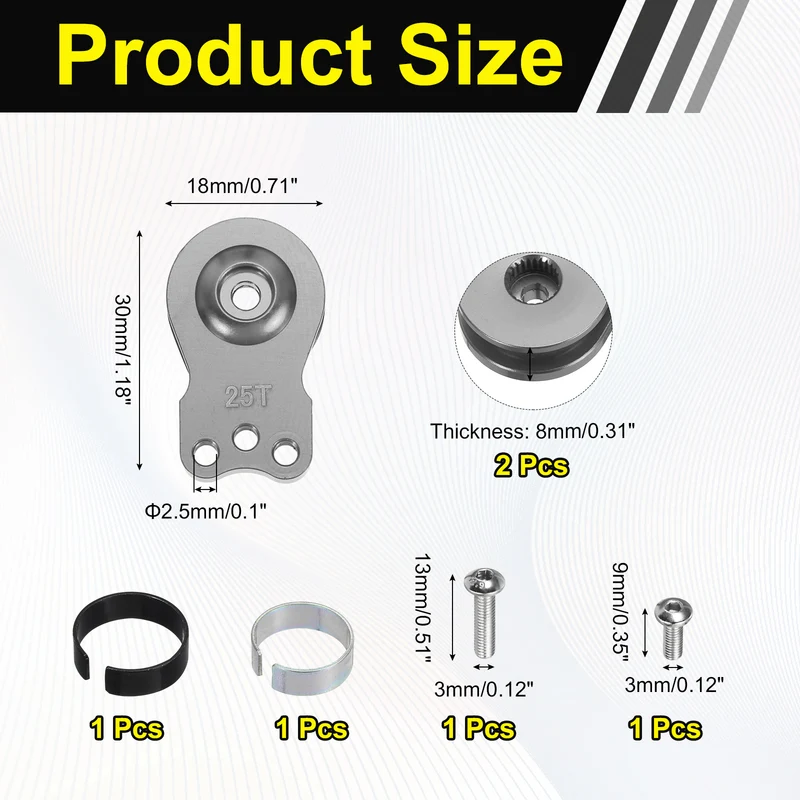 2pcs 25T 3Hole Adjustable Aluminum Arm Servo Horn Titanium for Car