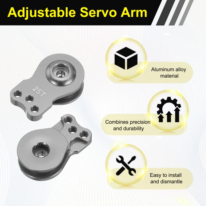 2pcs 25T 3Hole Adjustable Aluminum Arm Servo Horn Titanium for Car