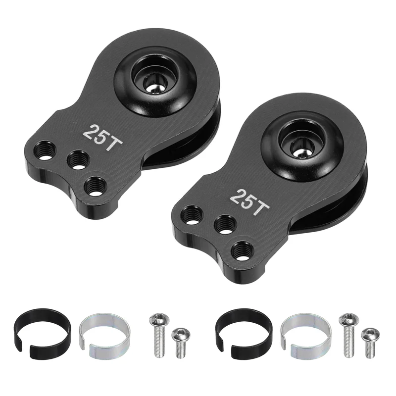 2pcs 25T 3Hole Adjustable Aluminum Arm Servo Horn Black for Car