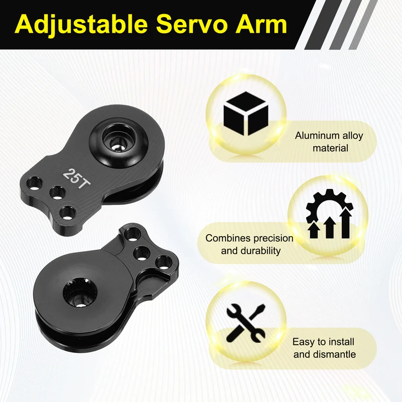 2pcs 25T 3Hole Adjustable Aluminum Arm Servo Horn Black for Car