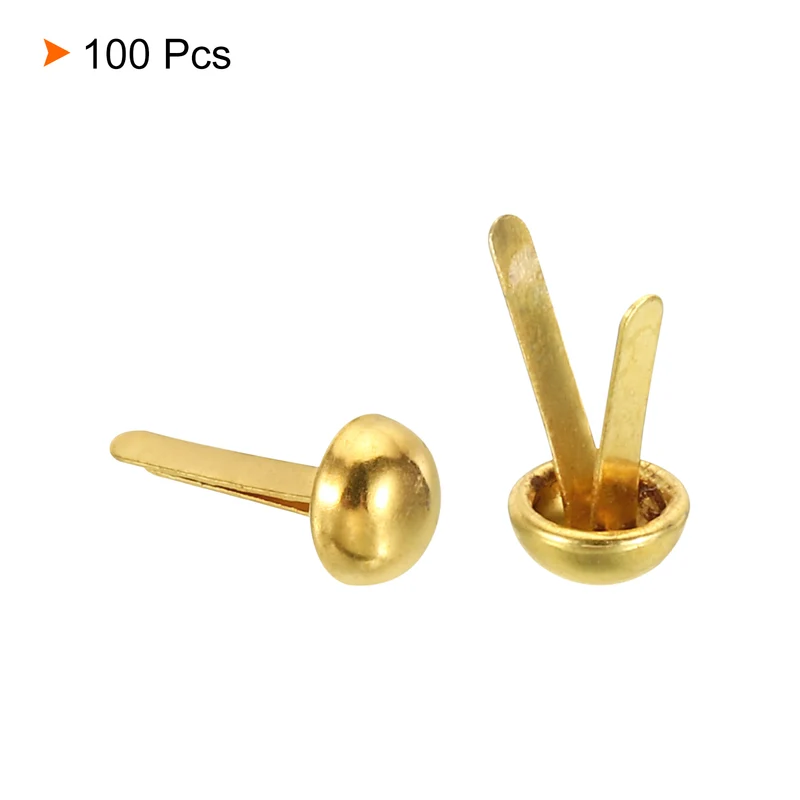 100pcs 6x12mm Mini Brads Paper Fasteners Scrapbooking Accessories Gold Tone