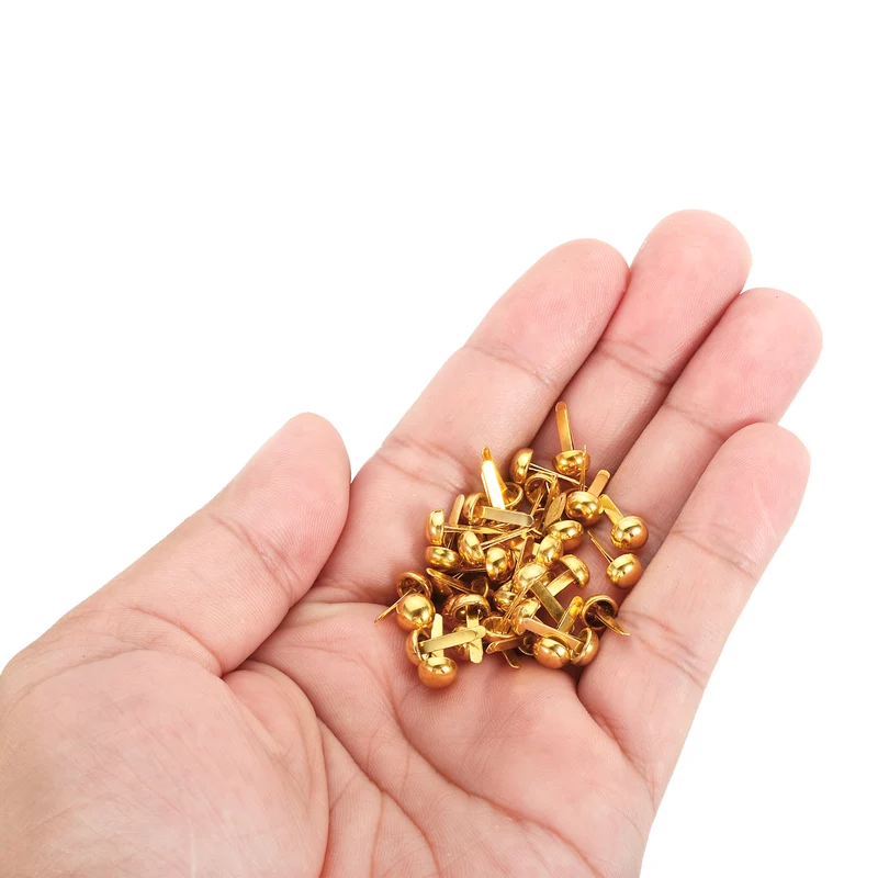 100pcs 6x12mm Mini Brads Paper Fasteners Scrapbooking Accessories Gold Tone