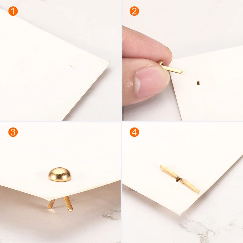 100pcs 6x12mm Mini Brads Paper Fasteners Scrapbooking Accessories Gold Tone