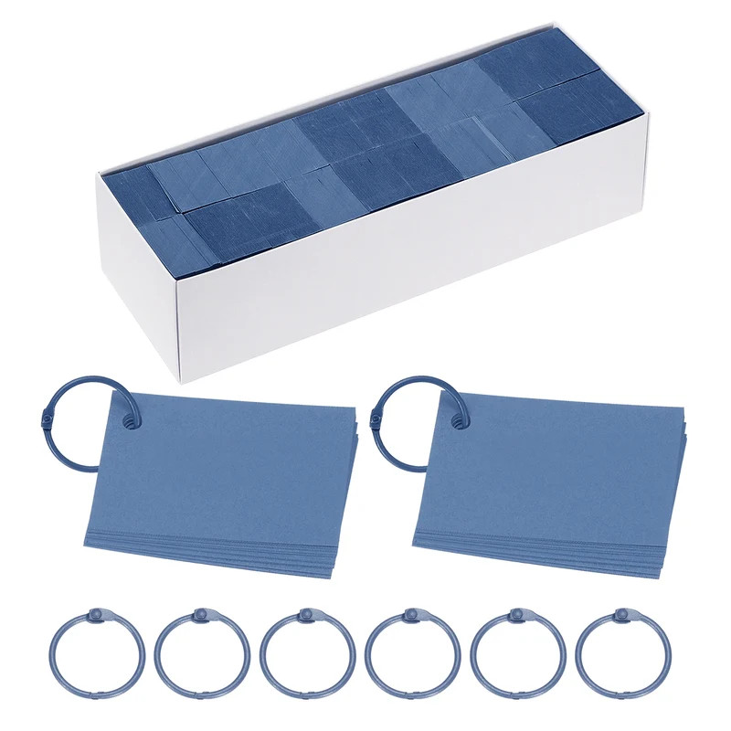 3"x2" 3000Pcs Index Flash Cards with 30 Ring Study Card Index Card Dark Blue