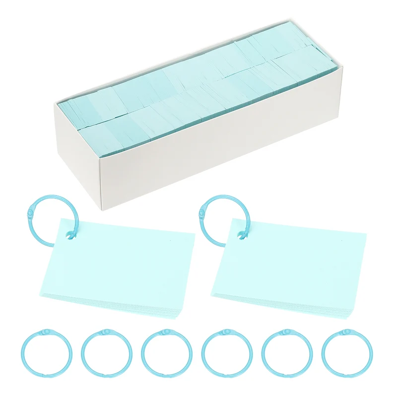 3"x2" 3000Pcs Index Flash Cards with 30 Ring Study Card Index Card Light Blue