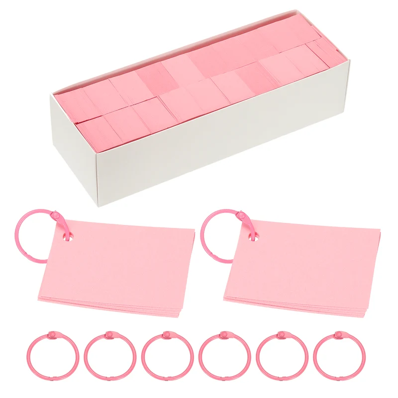 3"x2" 3000Pcs Index Flash Cards with 30 Ring Study Card Index Card Pink