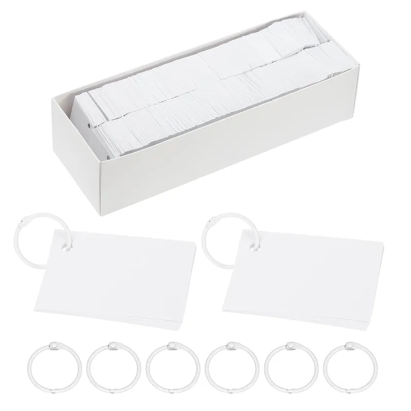3"x2" 3000Pcs Index Flash Cards with 30 Ring Study Card Index Card White