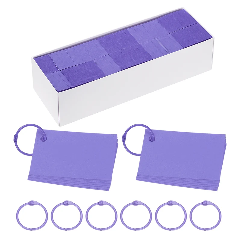 3"x2" 3000Pcs Index Flash Cards with 30 Ring Study Card Index Card Purple