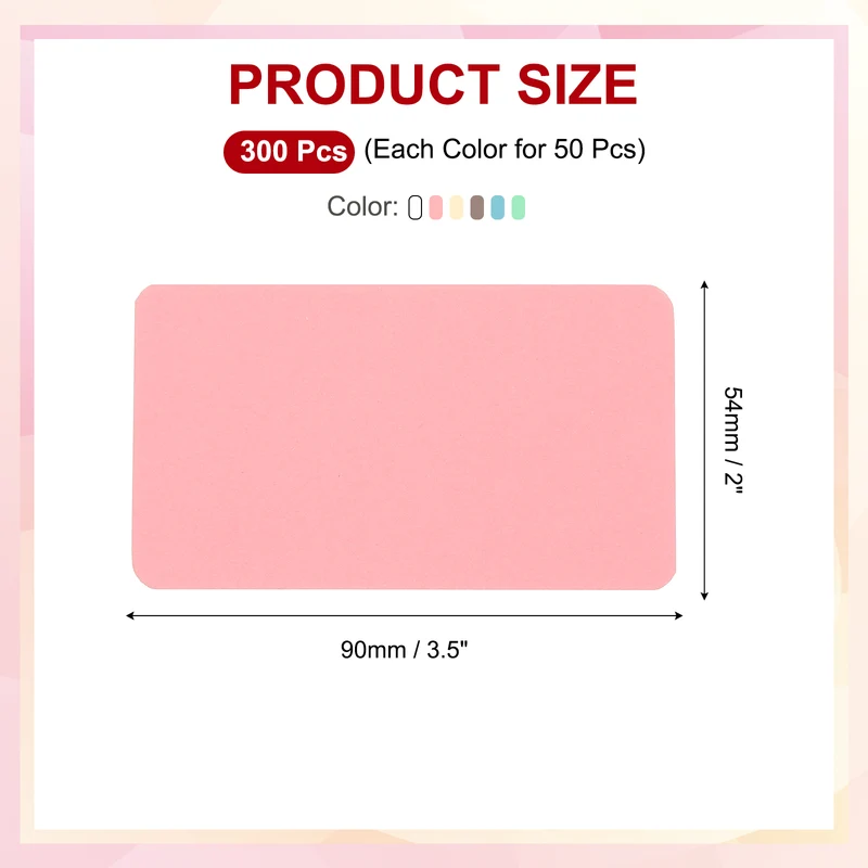 3.5"x2" Blank Business Cards 300Pcs Small Blank Cards Note Paper Card 6 Colors