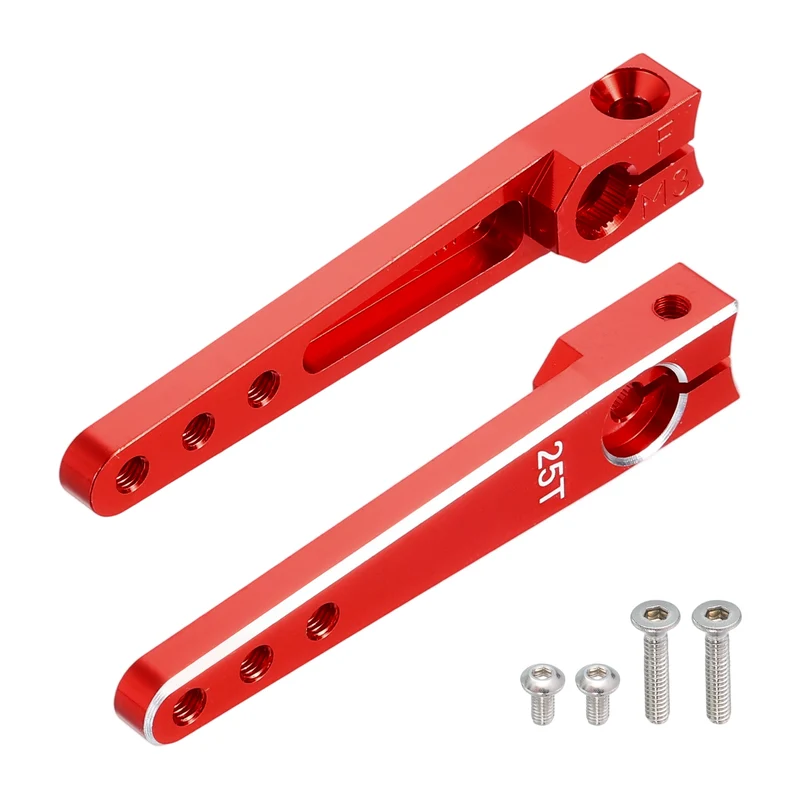 Aluminum Alloy 1.75 Inch 25T Steering Servo Arm Horn Red for Car Pack of 2