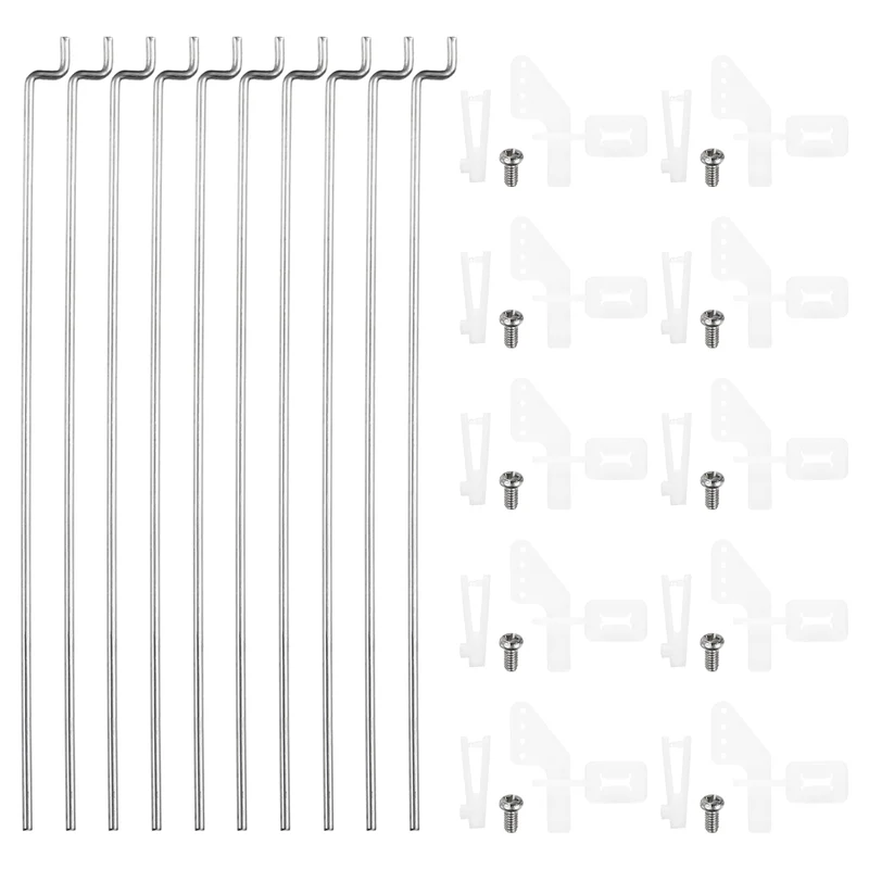 10pcs 304 Stainless Steel 1x70mm Z Push Rod Parts Nylon Control Horns, Silver