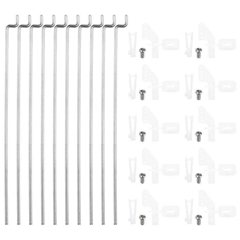 10pcs 304 Stainless Steel 1x60mm Z Push Rod Parts Nylon Control Horns, Silver
