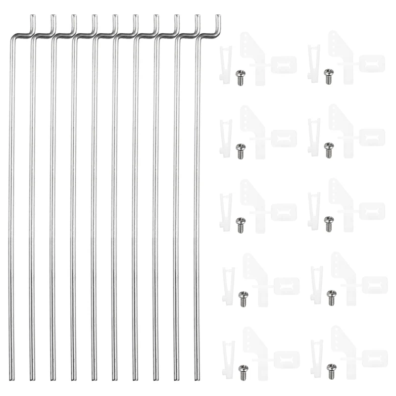 10pcs 304 Stainless Steel 1x50mm Z Push Rod Parts Nylon Control Horns, Silver