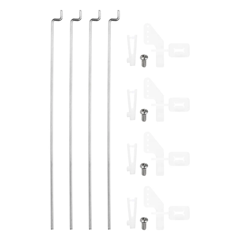 4pcs 304 Stainless Steel 1x80mm Z Push Rod Parts Nylon Control Horns, Silver
