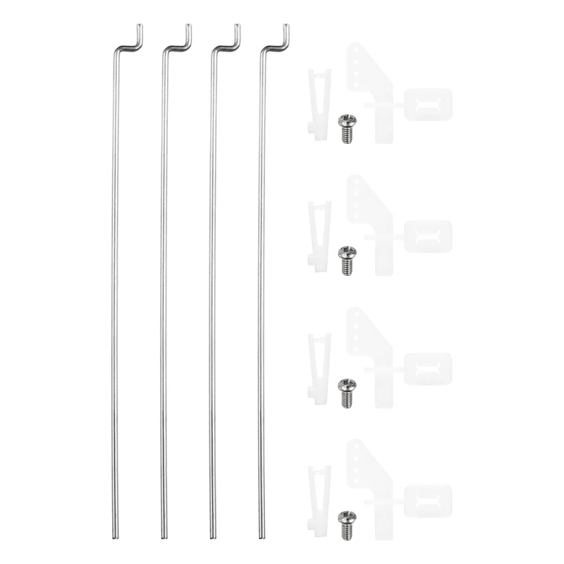 4pcs 304 Stainless Steel 1x70mm Z Push Rod Parts Nylon Control Horns, Silver