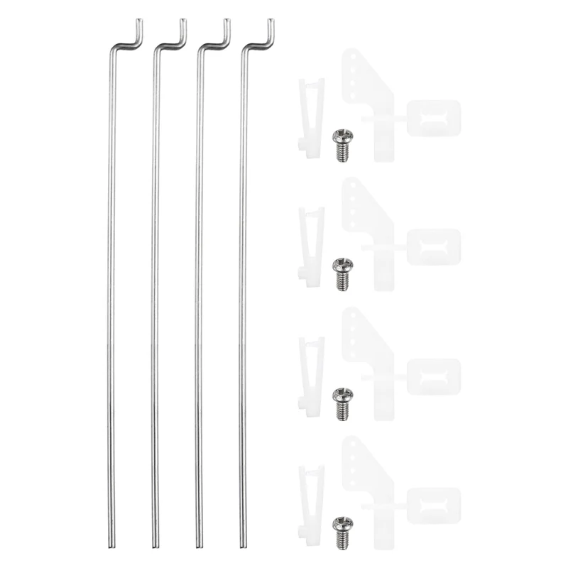 4pcs 304 Stainless Steel 1x60mm Z Push Rod Parts Nylon Control Horns, Silver