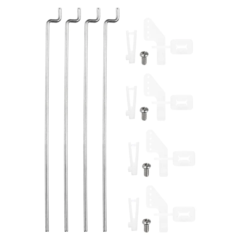 4pcs 304 Stainless Steel 1x50mm Z Push Rod Parts Nylon Control Horns, Silver
