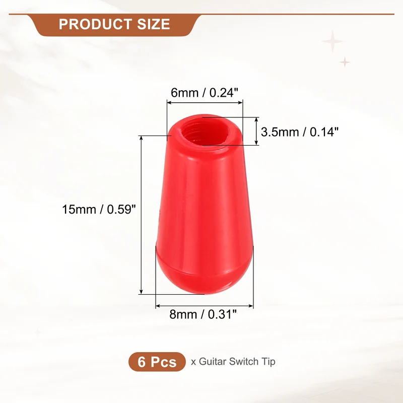 3 Way Guitar Toggle Switch Tip M3.5 Threaded ABS Red 6Pcs