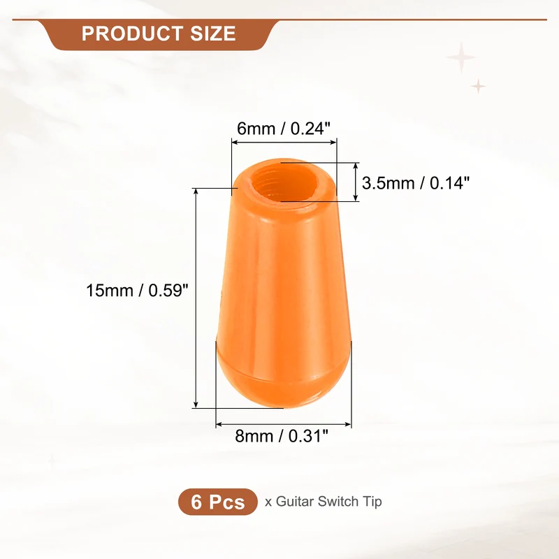 3 Way Guitar Toggle Switch Tip M3.5 Threaded ABS Orange 6Pcs