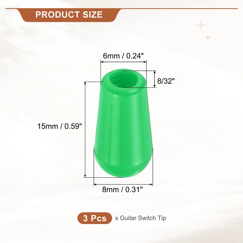 3 Way Guitar Toggle Switch Tip 8/32 Threaded ABS Green 3Pcs