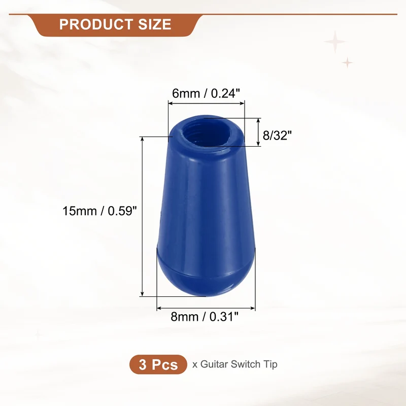 3 Way Guitar Toggle Switch Tip 8/32 Threaded ABS Blue 3Pcs