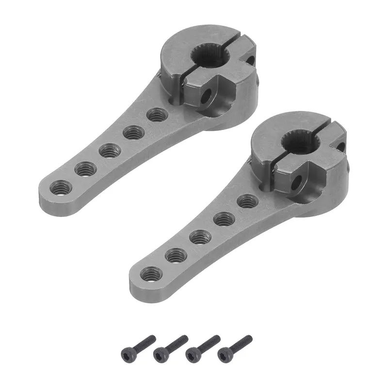 2 Pcs Aluminum Servo Horn Long 25T Steering Arm 46mm Length Bright Gray Suitable for DIY RC Car/Boat/AirplanesBoat Model Accessories with M2.5 Screws