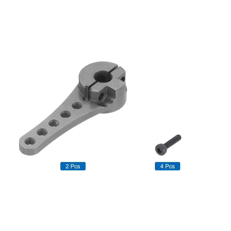 2 Pcs Aluminum Servo Horn Long 25T Steering Arm 46mm Length Bright Gray Suitable for DIY RC Car/Boat/AirplanesBoat Model Accessories with M2.5 Screws