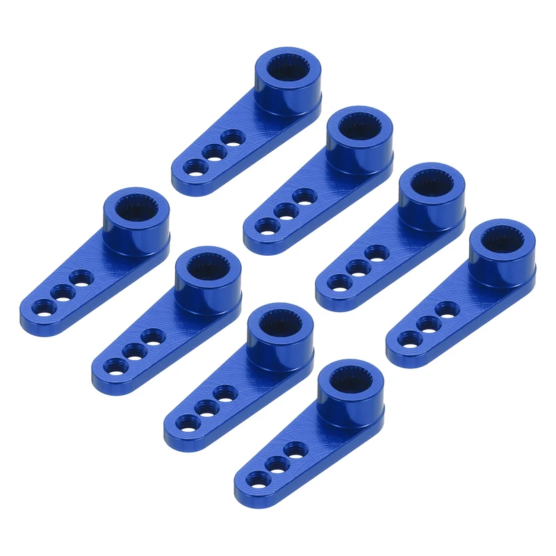 8 Pcs Aluminum Servo Horn 25T Servo Horn Steering Short Arm 28mm Length Deep Blue Suitable for DIY RC Car/Boat/Airplanes Boat Model Accessories