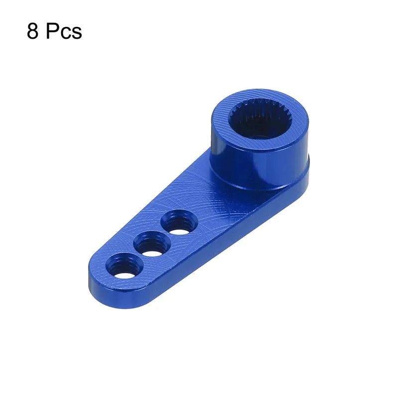 8 Pcs Aluminum Servo Horn 25T Servo Horn Steering Short Arm 28mm Length Deep Blue Suitable for DIY RC Car/Boat/Airplanes Boat Model Accessories