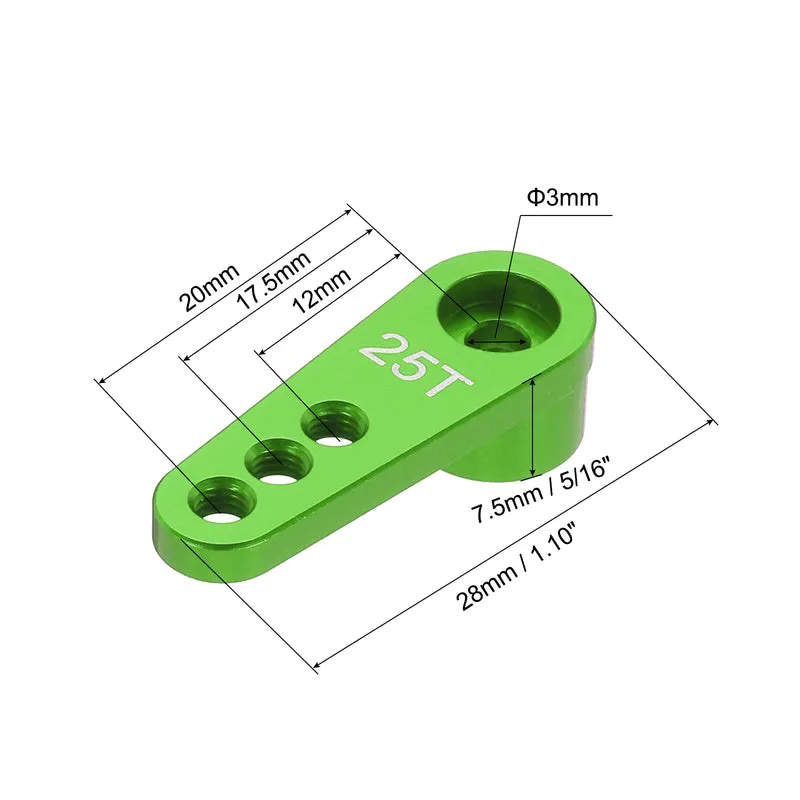 8 Pcs Aluminum Servo Horn 25T Servo Horn Steering Short Arm 28mm Green