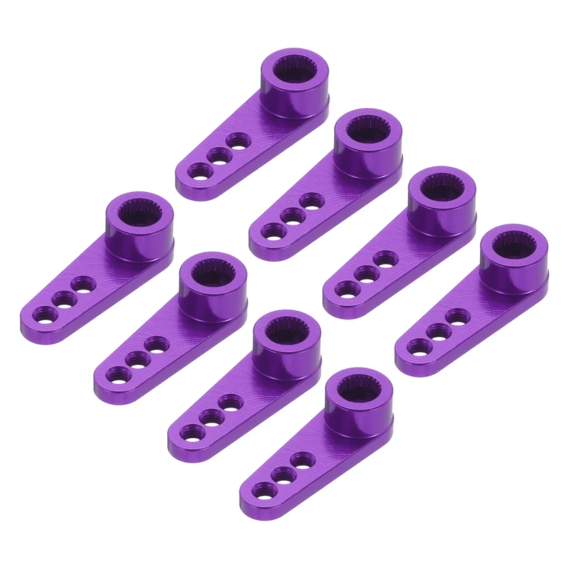 8 Pcs Aluminum Servo Horn 25T Servo Horn Steering Short Arm 28mm Length Purple Suitable for DIY RC Car/Boat/Airplanes Boat Model Accessories