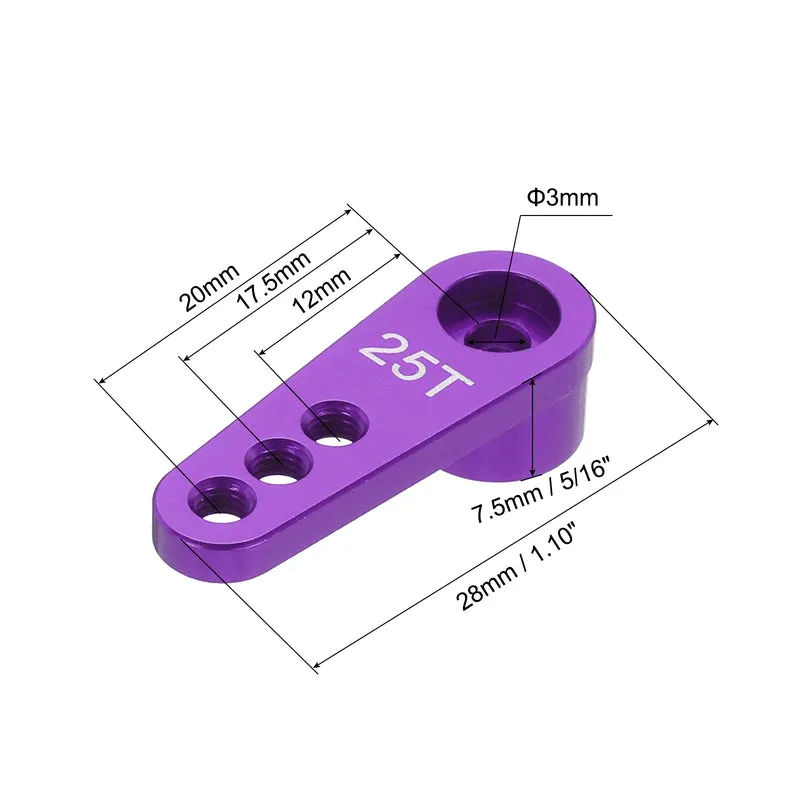 8 Pcs Aluminum Servo Horn 25T Servo Horn Steering Short Arm 28mm Length Purple Suitable for DIY RC Car/Boat/Airplanes Boat Model Accessories