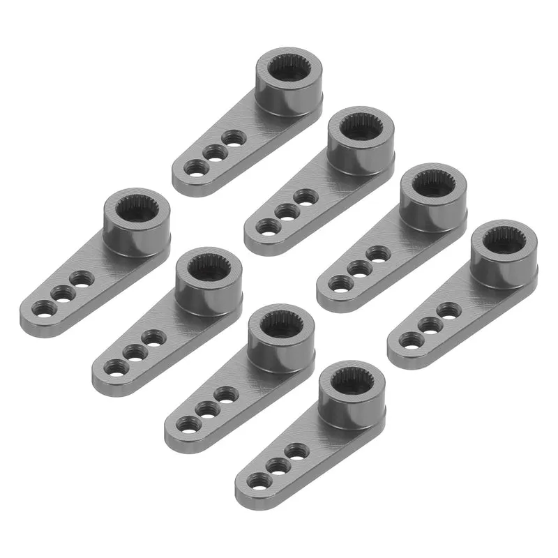 8 Pcs Aluminum Servo Horn 25T Servo Horn Steering Short Arm 28mm Length Bright Gray Suitable for DIY RC Car/Boat/Airplanes Boat Model Accessories
