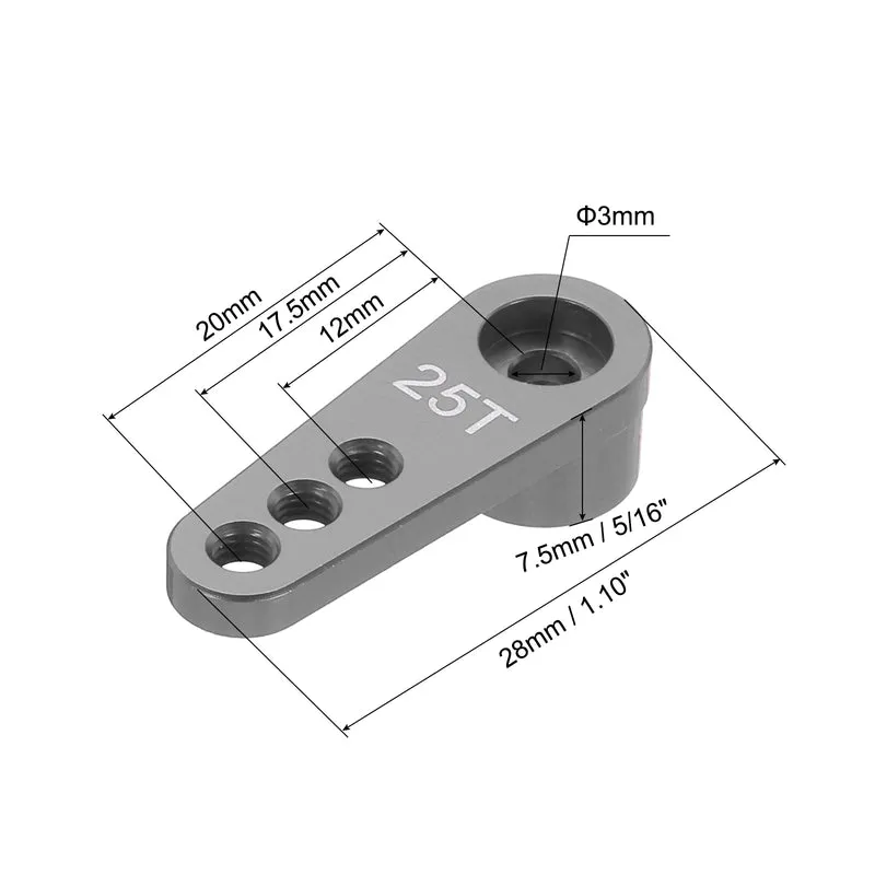 8 Pcs Aluminum Servo Horn 25T Servo Horn Steering Short Arm 28mm Length Bright Gray Suitable for DIY RC Car/Boat/Airplanes Boat Model Accessories