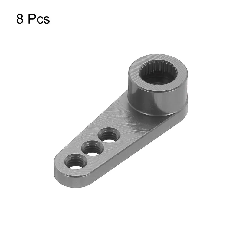 8 Pcs Aluminum Servo Horn 25T Servo Horn Steering Short Arm 28mm Length Bright Gray Suitable for DIY RC Car/Boat/Airplanes Boat Model Accessories