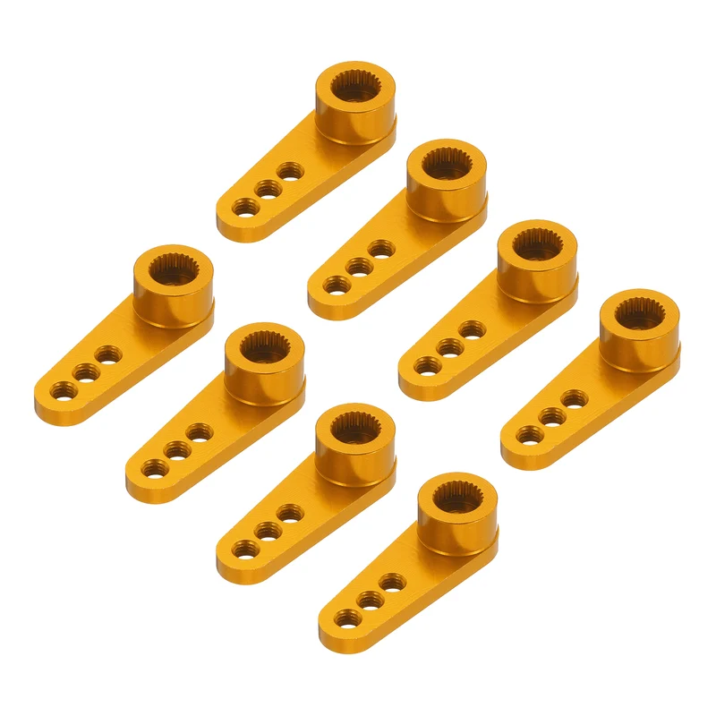 8 Pcs Aluminum Servo Horn 25T Servo Horn Steering Short Arm 28mm Length Gold Suitable for DIY RC Car/Boat/Airplanes Boat Model Accessories