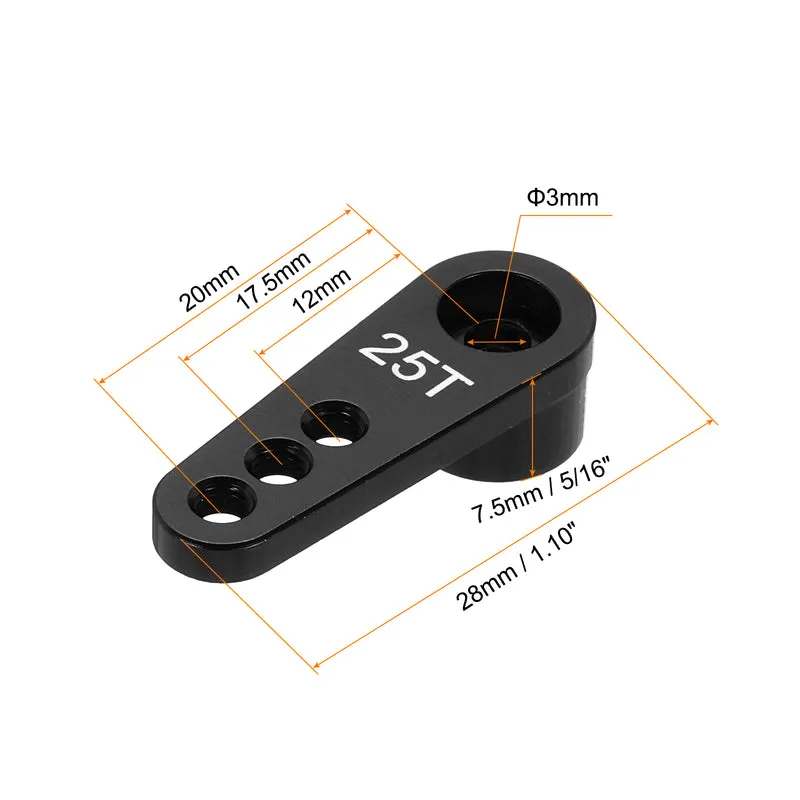 8 Pcs Aluminum Servo Horn 25T Servo Horn Steering Short Arm 28mm Black