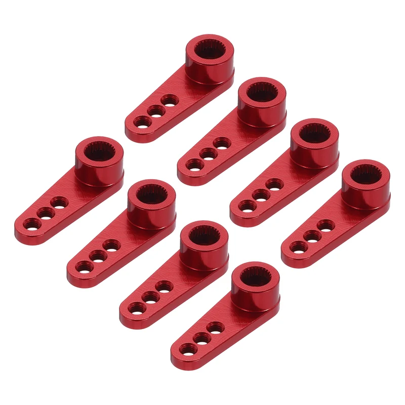 8 Pcs Aluminum Servo Horn 25T Servo Horn Steering Short Arm 28mm Length Red Suitable for DIY RC Car/Boat/Airplanes Boat Model Accessories
