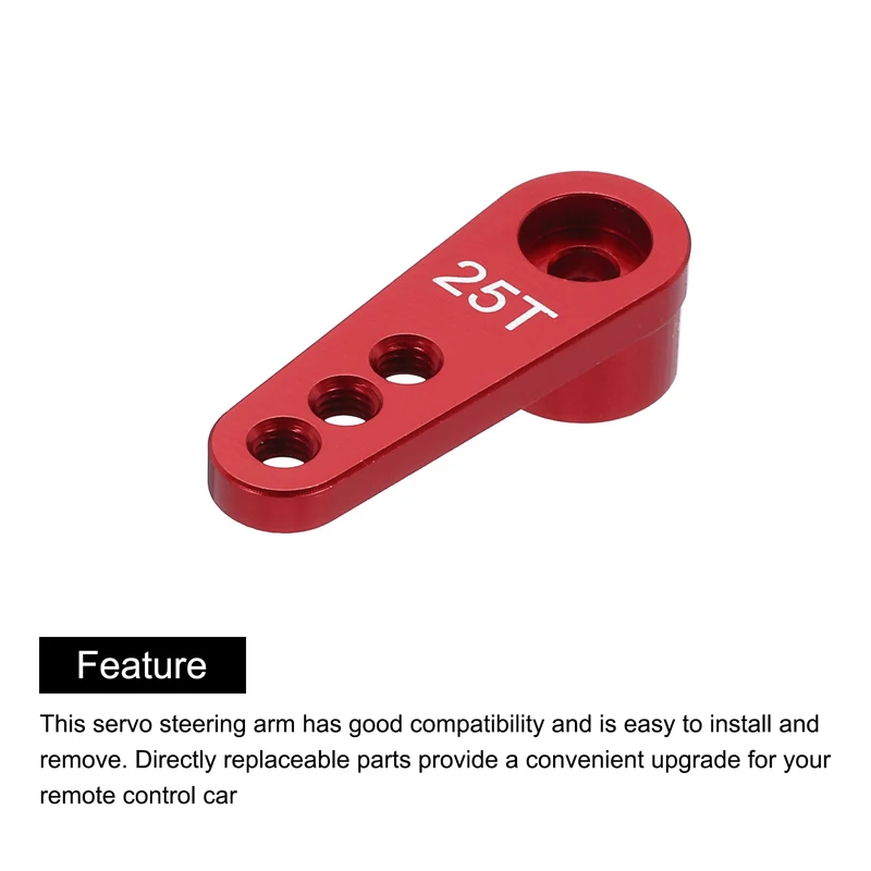 8 Pcs Aluminum Servo Horn 25T Servo Horn Steering Short Arm 28mm Length Red Suitable for DIY RC Car/Boat/Airplanes Boat Model Accessories
