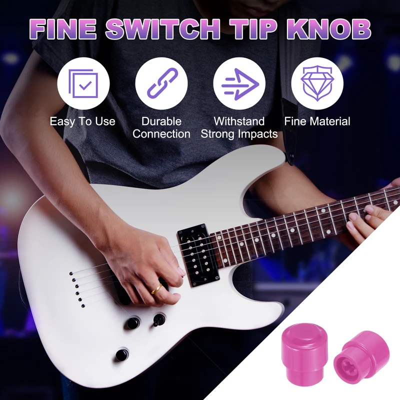4Pcs Guitar 3/5 Way Pickup Switch Tip Plastic Cross-Slot Knob Tip, Purple