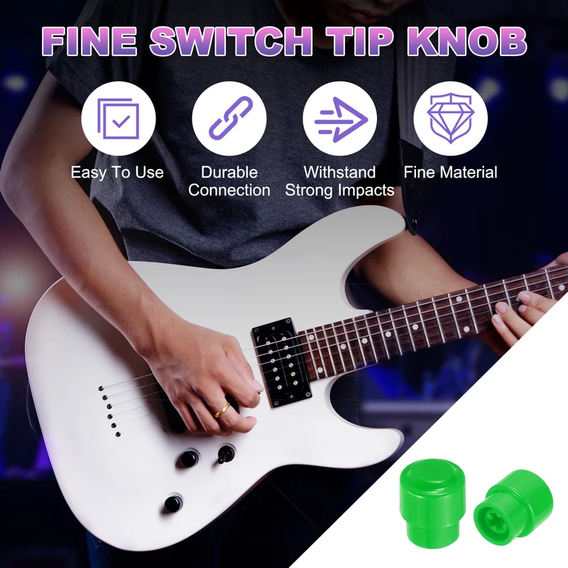 4Pcs Guitar 3/5 Way Pickup Switch Tip Plastic Cross-Slot Knob Tip, Green