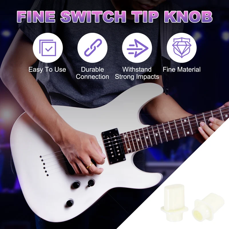 3Pcs Guitar 3/5 Way Pickup Switch Tip Plastic Cross-Slot Knob Tip, Beige