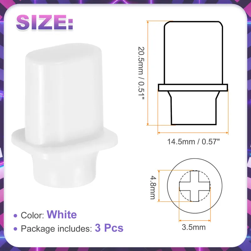 3Pcs Guitar 3/5 Way Pickup Switch Tip Plastic Cross-Slot Knob Tip, White