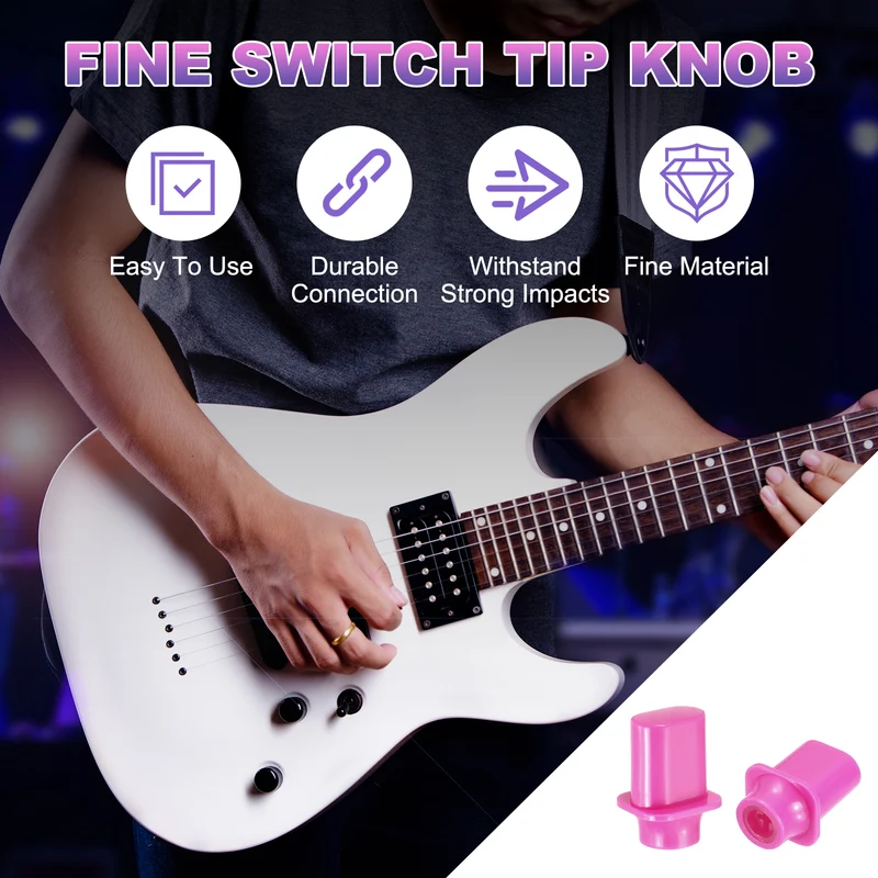 3Pcs Guitar 3/5 Way Pickup Switch Tip Plastic Cross-Slot Knob Tip, Rose Red