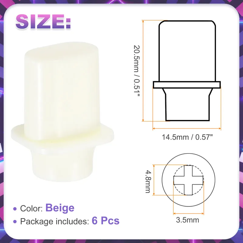 6Pcs Guitar 3/5 Way Pickup Switch Tip Plastic Cross-Slot Knob Tip, Beige