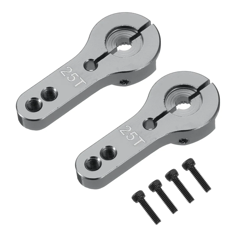 Aluminum Alloy 25T Steering Servo Arm Horn Deep Grey for RC Car 2 Pcs