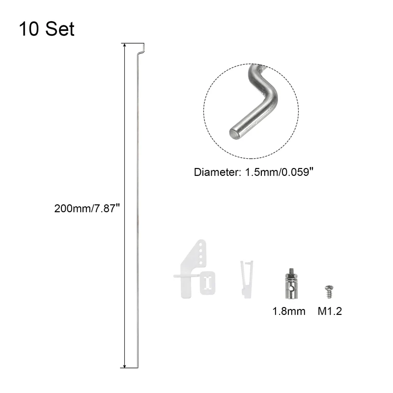 30pcs 1.5x200mmZ Push Rods Parts Nylon Control Horns for RC Airplane Plane