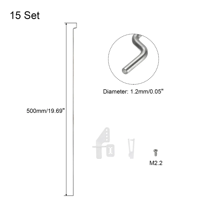 15Set 1.2x500mmZ Push Rods Parts Nylon Control Horns for RC Airplane Plane